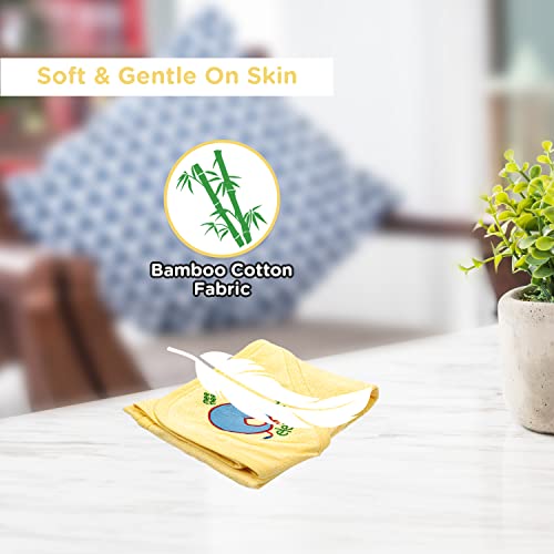 Mee Mee Bamboo Cotton Premium Baby Washcloth | Soft, Absorbent, Reusable Towels for Newborns, Kids, and Infants - Hooded, Washable - Pack of 1, Yellow 80X80 CM - Image 5