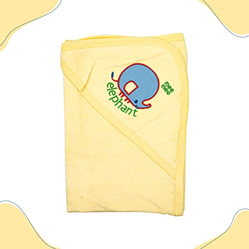 Mee Mee Bamboo Cotton Premium Baby Washcloth | Soft, Absorbent, Reusable Towels for Newborns, Kids, and Infants - Hooded, Washable - Pack of 1, Yellow 80X80 CM - Image 1