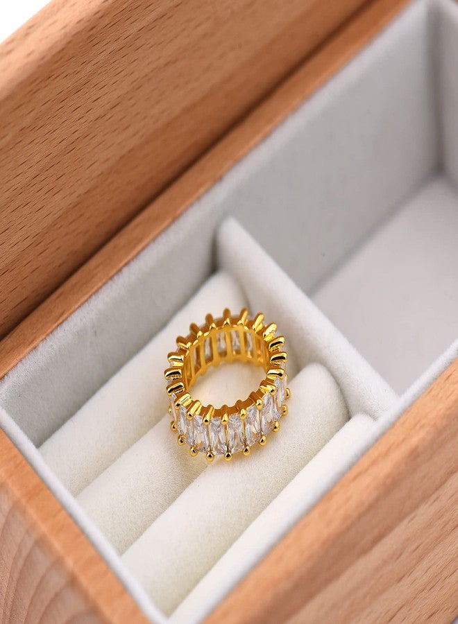 Nossa Transparent CZ Baguette Eternity Band(5 Carat) | Gold Stackable Rings Chunky Statement Wedding Ring for Her Size 7 - Image 4