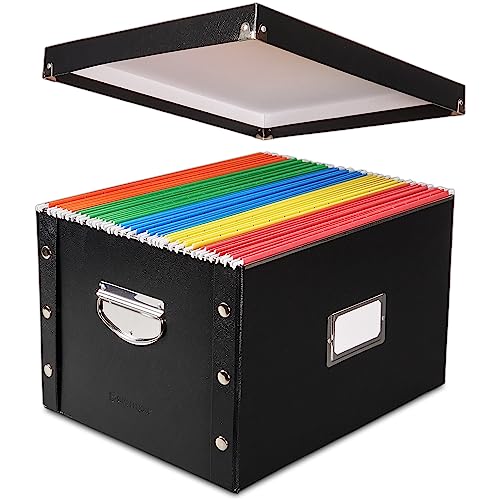 Snap-N-Store صندوق تخزين الملفات وتنظيمها Snap-N-Store - عبوة واحدة - 16.125 × 13.125 × 9.875 بوصة - صندوق ملفات محمول بحجم خطاب/قانوني مع غطاء للوثائق - مستلزمات العودة إلى المدرسة للطلاب - أسود لامع - Image 1