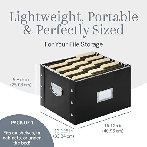Snap-N-Store صندوق تخزين الملفات وتنظيمها Snap-N-Store - عبوة واحدة - 16.125 × 13.125 × 9.875 بوصة - صندوق ملفات محمول بحجم خطاب/قانوني مع غطاء للوثائق - مستلزمات العودة إلى المدرسة للطلاب - أسود لامع - Image 5