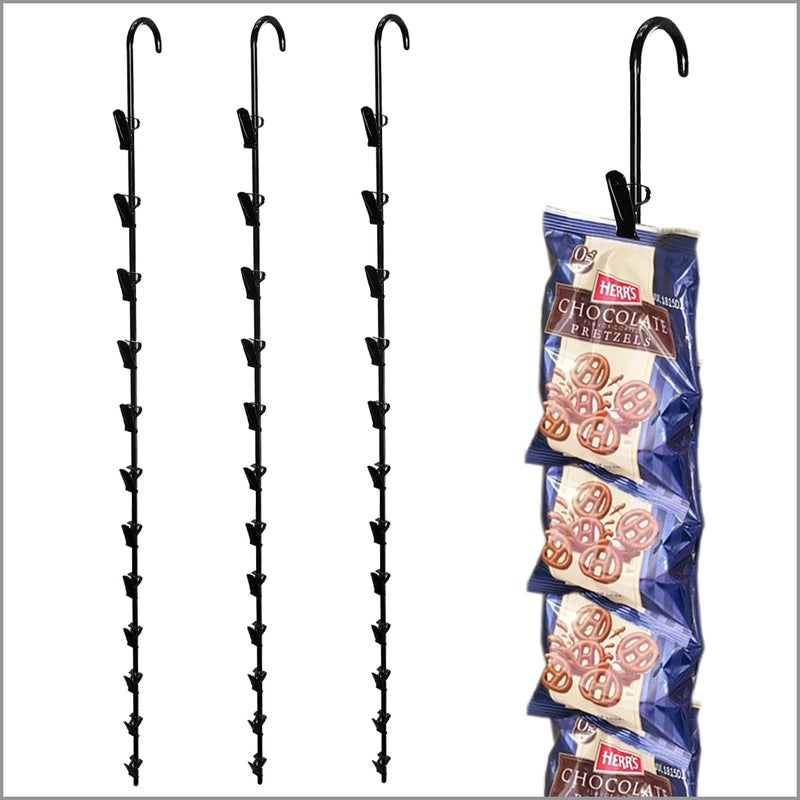 Clip Strip 3 Pack Metal Merchandising 12 Heavy Duty Clips Display Chips Snacks Candy Impulse Items in Retail Stores Concession Stands Party Events 31 L Black Corp - Image 2