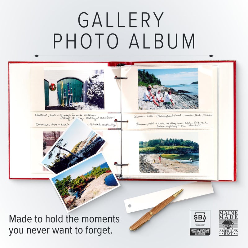 Gallery Leather Photo Album 4x6 Pictures with Slip-In Pockets & Writing Space â€“ Holds up to 120 Photos, Ring Bound, Made in USA â€“ Freeport Ivory - 11.75" x 10.5" - Image 3