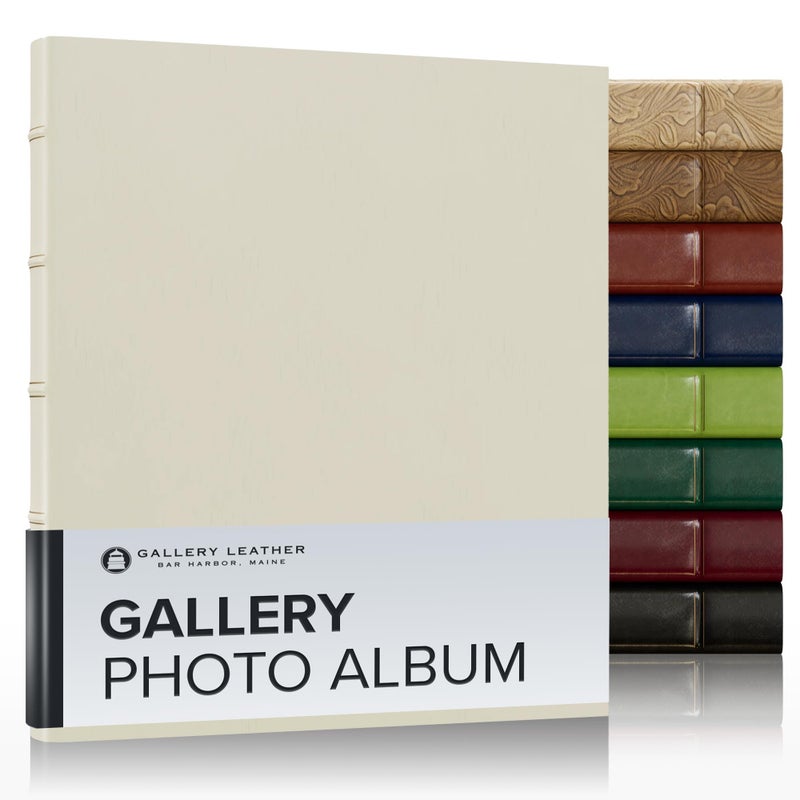 Gallery Leather Photo Album 4x6 Pictures with Slip-In Pockets & Writing Space â€“ Holds up to 120 Photos, Ring Bound, Made in USA â€“ Freeport Ivory - 11.75" x 10.5" - Image 1
