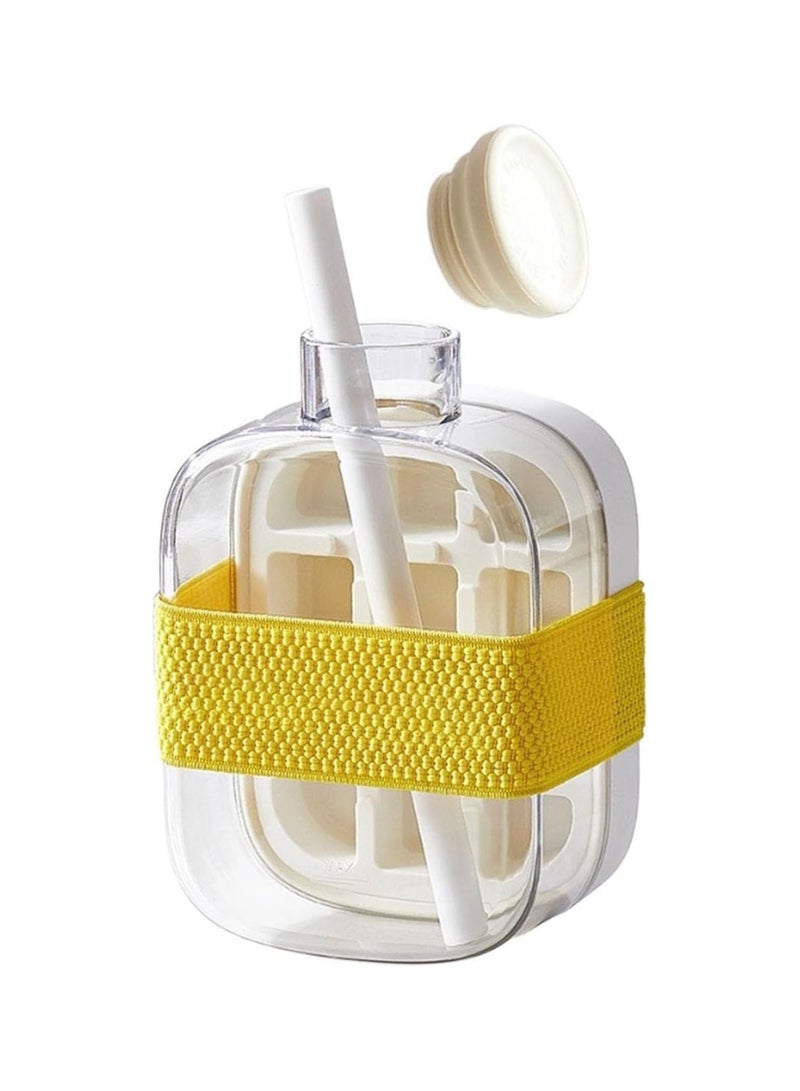 YQbest Ice Cube Bottle, 2 in 1 Touch-Free Ice Cube Tray Water Bottle, Press-to-Release Ice Tray - Easy-Release, Complete with A Built-In Straw, Perfect for Travel (White,500ml) - Image 1