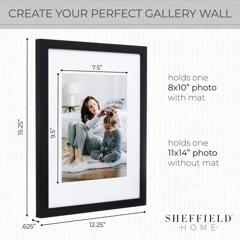 Sheffield Home 9 Piece Gallery Wall Frame Set, 11x14 in. matted to 8x10 in. (Matte Black) - Image 3