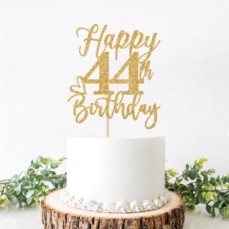 Yotawebery Happy 44th Birthday Cake Topper  44th Birthday Decorations  Cheers to 44 Years  Hello 44  44th Happy Birthday Party Supplies Gold Glitter - Image 2