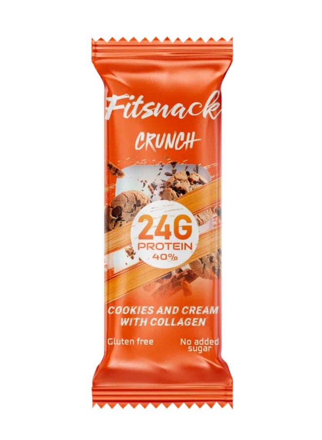 Fitsnack Crunch Cookies & Cream Protein Bar, 24% Protein, No Added Sugar, High Protein Snack - Image 1