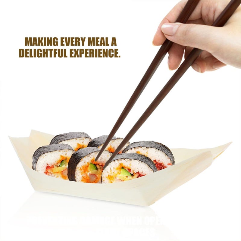 Disposable Wood Sushi Trays 50 Pack 6 Inch for Sashimi Catering Home Dining - Image 4