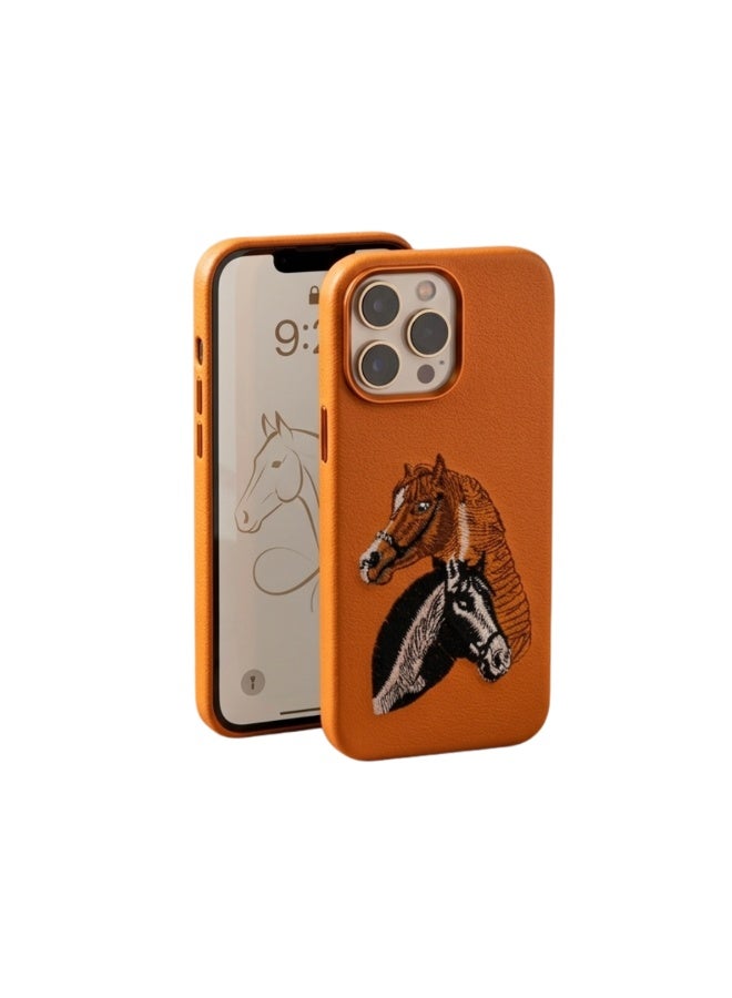 iphone 13 Promax Premium Luxury Leather Case with Embossed Horse Design | Slim Shockproof Protective Back Cover - Image 3