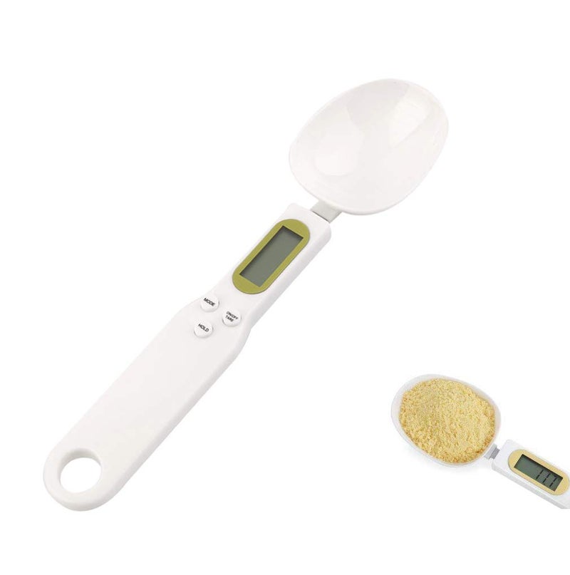 Meichoon Food Scale Spoon Digital Kitchen Scale High Precision Small Scale with Tare Function Weighing and Measuring Dry Liquid Ingredient Milk Tea Flour Medicine 11lb500g01g C52 White