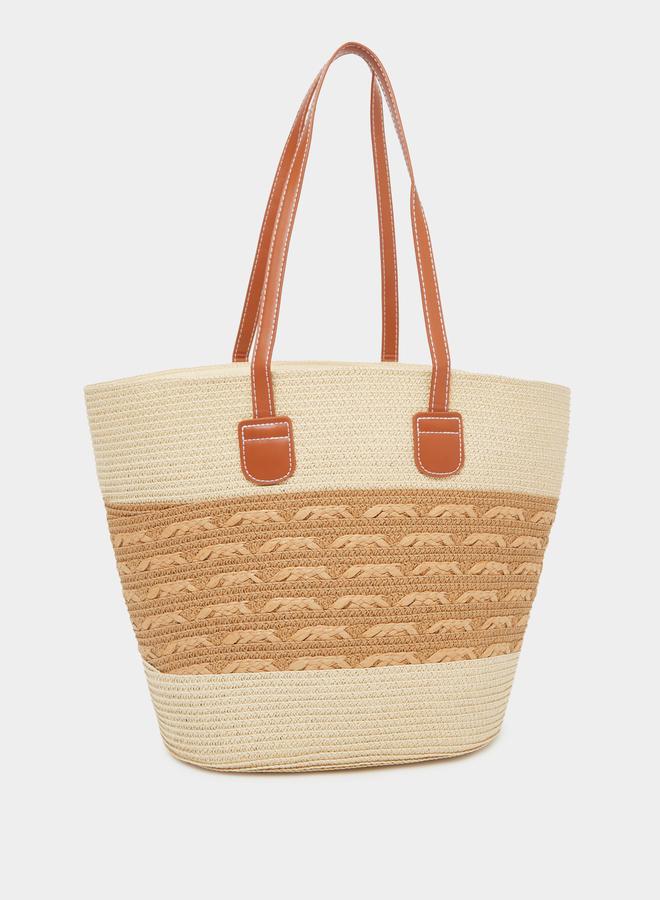 Styli Textured Bag and Ribbon Accent Hat Set - Image 2