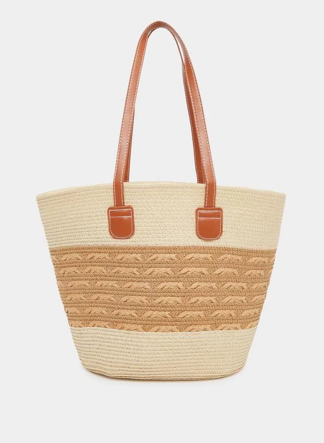 Styli Styli Textured Bag and Ribbon Accent Hat Set