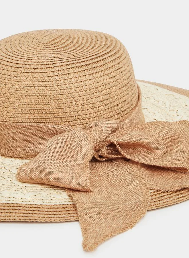 Styli Styli Textured Bag and Ribbon Accent Hat Set