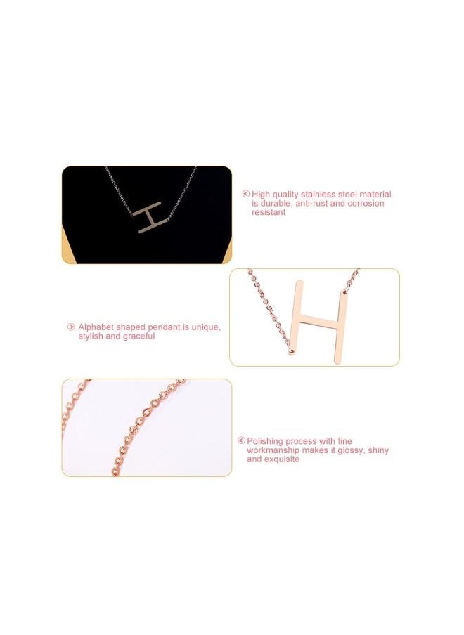 NIBEMINENT Stainless Steel Alphabet H Pendant Necklace  - Image 3