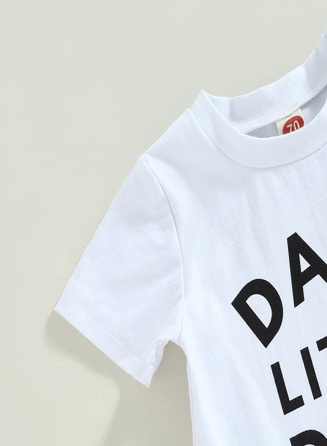 Amnnchya Daddys Boy Baby Clothes Dad's Little Dude Short Sleeve Shirts and Drawstring Shorts Toddler Summer Cute Outfit (dads White,0-6 Months) - Image 4