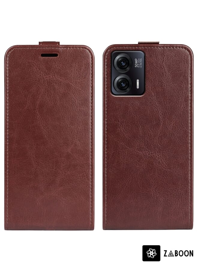 Zaboon غطاء حماية لهاتف موتورولا موتو G73 بنسيج R64 بزاوية عمودية مفردة من الجلد - Image 1