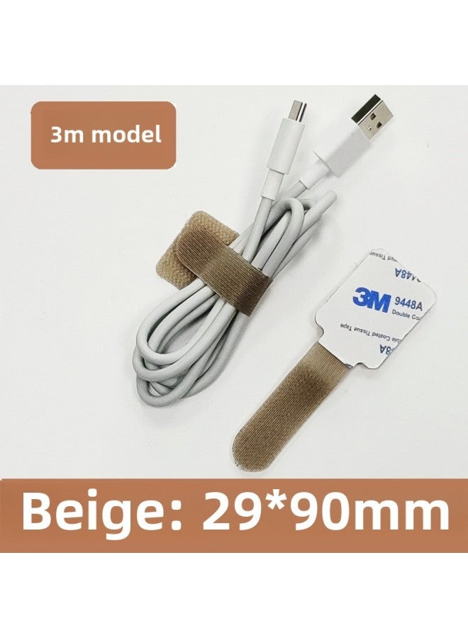 Loquat 3M Adhesive Hook And Loop Cable Strap Data Cable Fixed Paste Storage Artifact Adhesive Hook And Loop Cable Tie-Color:3M Beige - Image 1