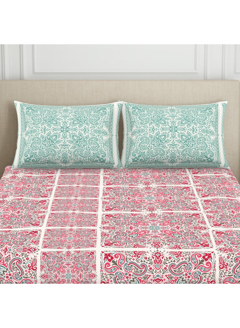 SPACES SPACES 100% Cotton Double Bedsheet with 2 Pillow Covers (Size 88 x 100 inch) | 132 TC Bed Sheet for Double Bed | Breathable Pure Cotton Queen Size Bedsheet | BOLDBOHO | Ornate Dark Orange  - Image 4