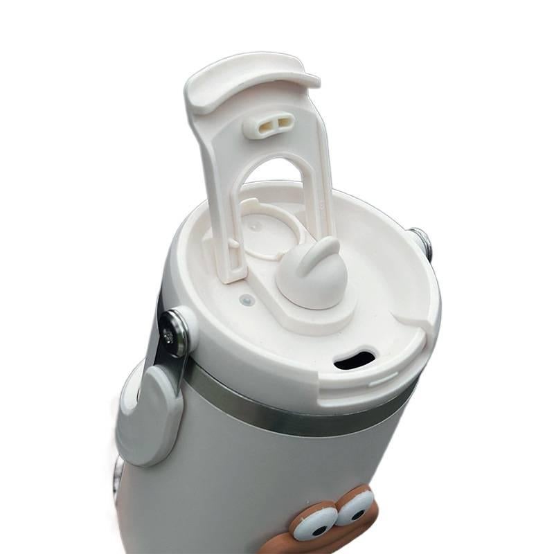 كوب قهوة للسفر بغطاء بشفاط ومناسب لحامل الأكواب من ستانلس ستيل، 600 ml، مناسب للتنقل مع غطاء بقشة من الستانلس ستيل للمدرسة للهدايا - Image 3
