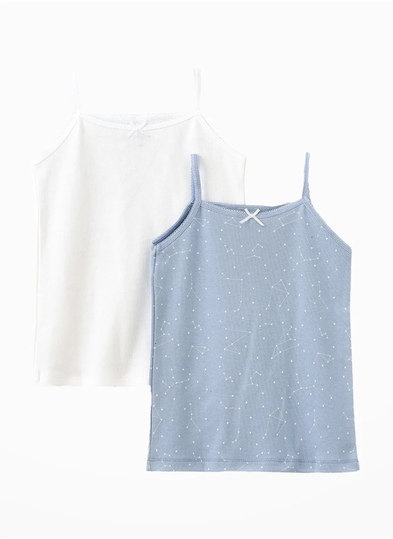 Jelliene 2 Pack Girls Vests 100% Cotton, Soft and Breathable Sleeveless Undershirts for Girls