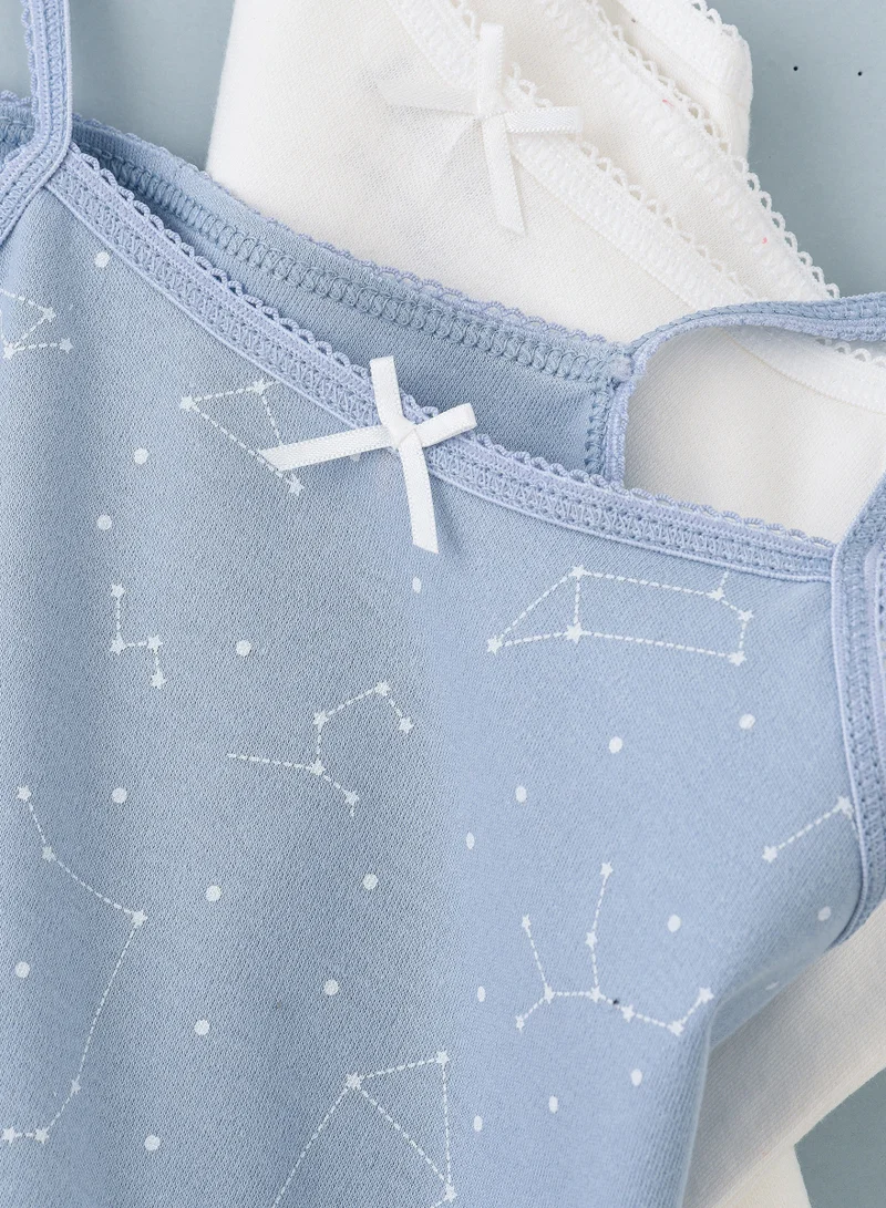 Jelliene 2 Pack Girls Vests 100% Cotton, Soft and Breathable Sleeveless Undershirts for Girls