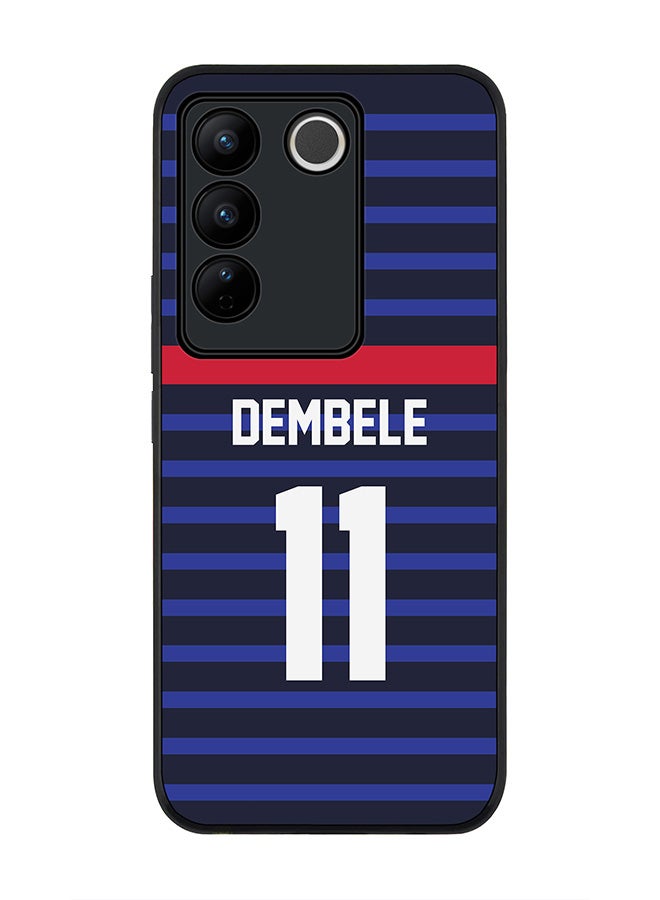 Stylizedd Rugged Black Edge case for Vivo V27 / Vivo V27 Pro / Vivo S16,Slim fit Flexible Cover - Football Team - France, Player Name - Dembele - Image 1