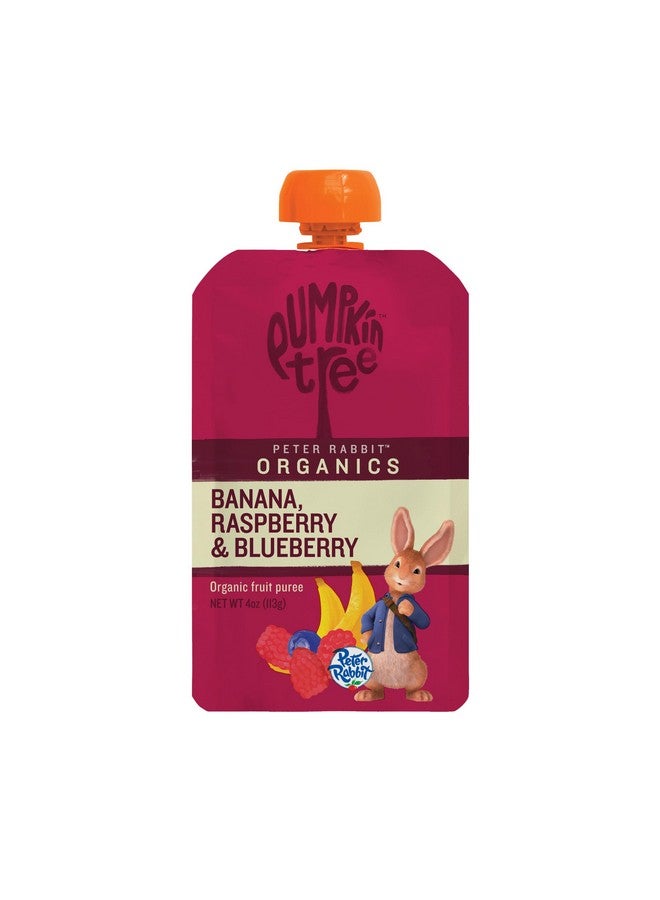 Pumpkin Tree Peter Rabbit Organics, Organic Raspberry, Banana and Blueberry 100% Pure Fruit Snack, 4 oz. Squeeze Pouches (Pack of 10) - Image 1