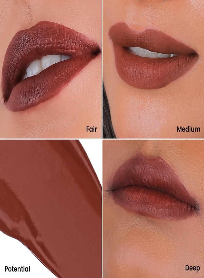 LAMIOR Matte Velvet Liquid Lipstick 8 Hour Coverage | Rich & Long Lasting Lip Color For Women | Lightweight & Comfortable - Smudge Proof | Non Transferable | Shade -Potential, 5 Ml - Image 2