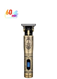 Pirates Hair Trimmer with 3 Clippers 600mAh, 6500RPM, LCD Display, 60minutes Working Time, Type-C Charging, Metal Body, Lightweight & Portable - Gold
