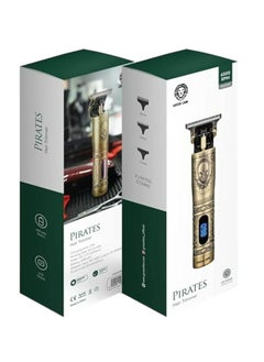 GREEN LION Pirates Hair Trimmer with 3 Clippers 600mAh, 6500RPM, LCD Display, 60minutes Working Time, Type-C Charging, Metal Body, Lightweight & Portable - Gold  - Image 4
