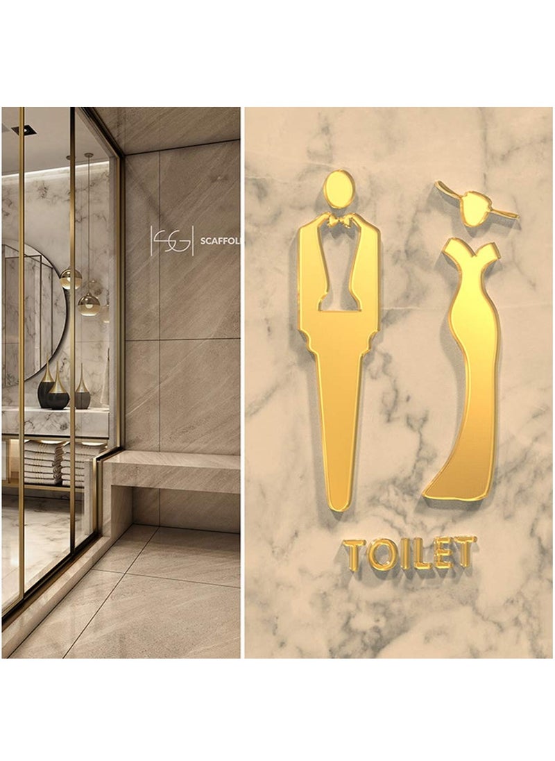 Excefore - Toilet Signs Self Adhesive for Ladies and Gentlemen, Restroom Toilet Symbol Men's and Women's Signage Washroom Door Signs for Home, Hotel, Office, Store, Parking, Restaurant - Image 1