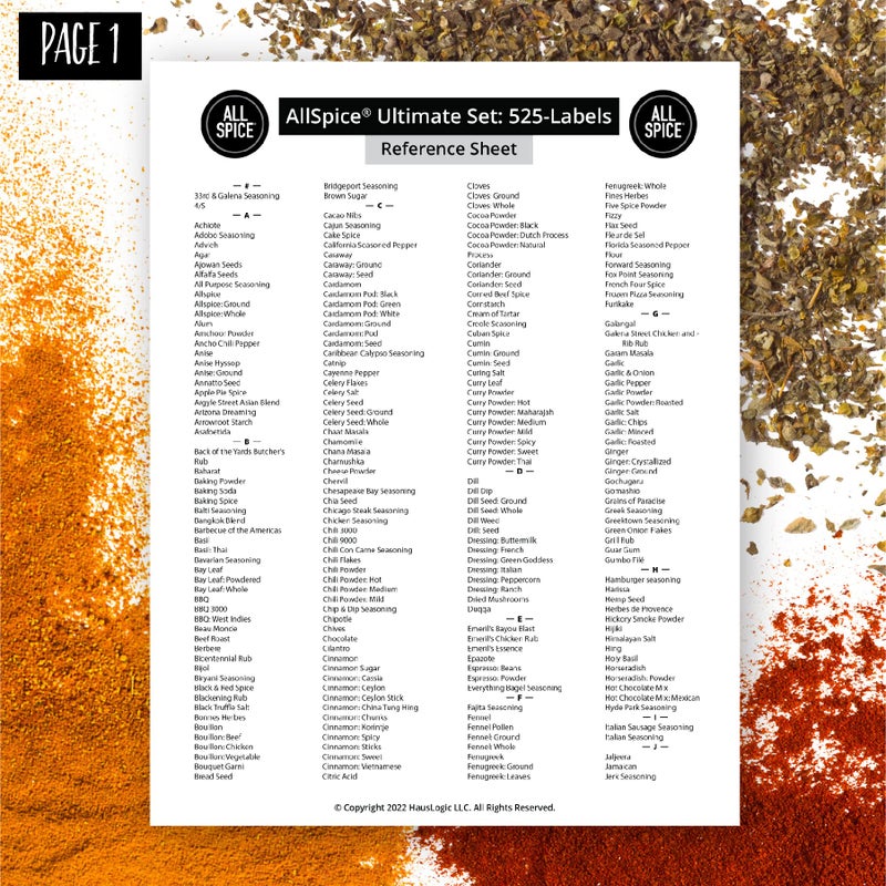AllSpice Ultimate Spice label Set 525 Preprinted Water Resistant Round Spice Jar Labels Set 1.5" with Extra Fine White Paint Pen(Modern Black) - Image 4