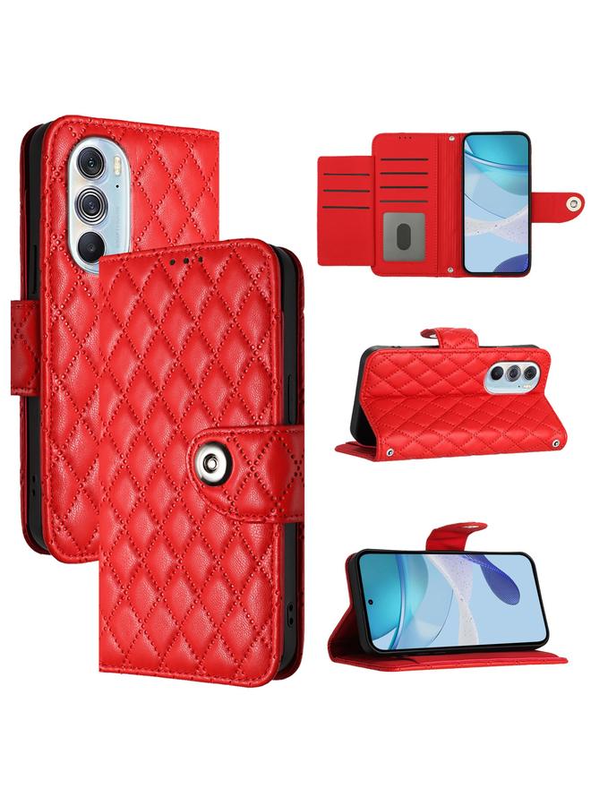 اس-توب جراب لهاتف Motorola Edge X30 مصنوع من الجلد بتصميم معيني مع حبل تعليق - Image 1