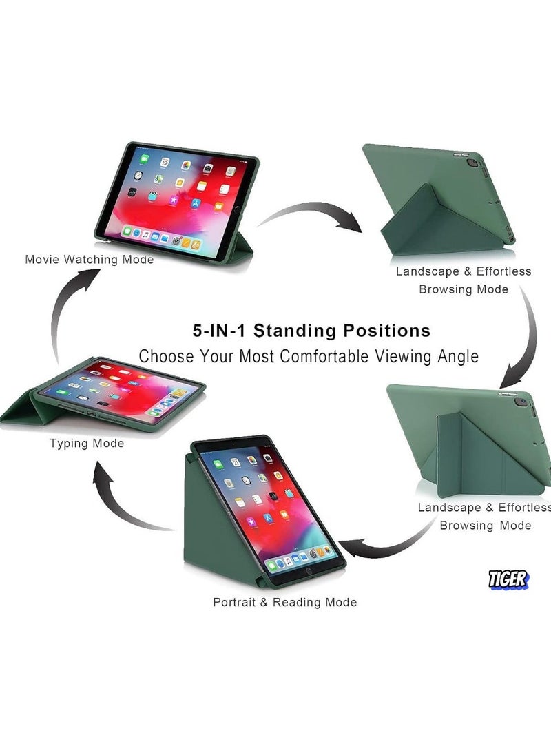 TIGER iPad 10.2 Inch Case – Compatible with iPad 9th Generation 2021, iPad 8th Generation 2020 & iPad 7th Generation 2019 – 5-in-1 Viewing Angles, Auto Wake/Sleep, Soft Back Cover, Night Green – Slim, Protective, Stylish Design - Image 2