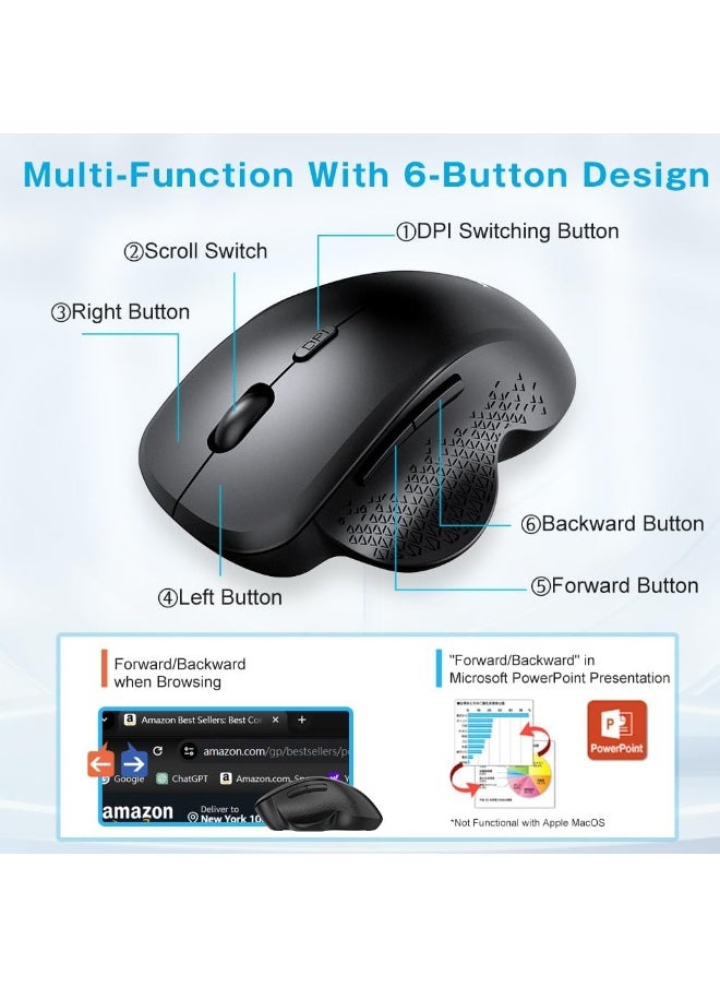 JERTECH - Elite W500 Dual-Mode Wireless Mouse (2.4GHz & Bluetooth) - 2400 DPI 1000 Hz Polling Rate - Silent Clicks - rechargeable USB C - Image 1