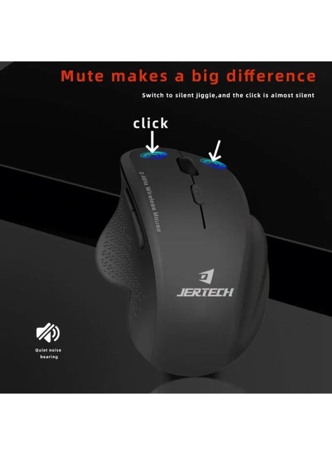 JERTECH - Elite W500 Dual-Mode Wireless Mouse (2.4GHz & Bluetooth) - 2400 DPI 1000 Hz Polling Rate - Silent Clicks - rechargeable USB C - Image 1