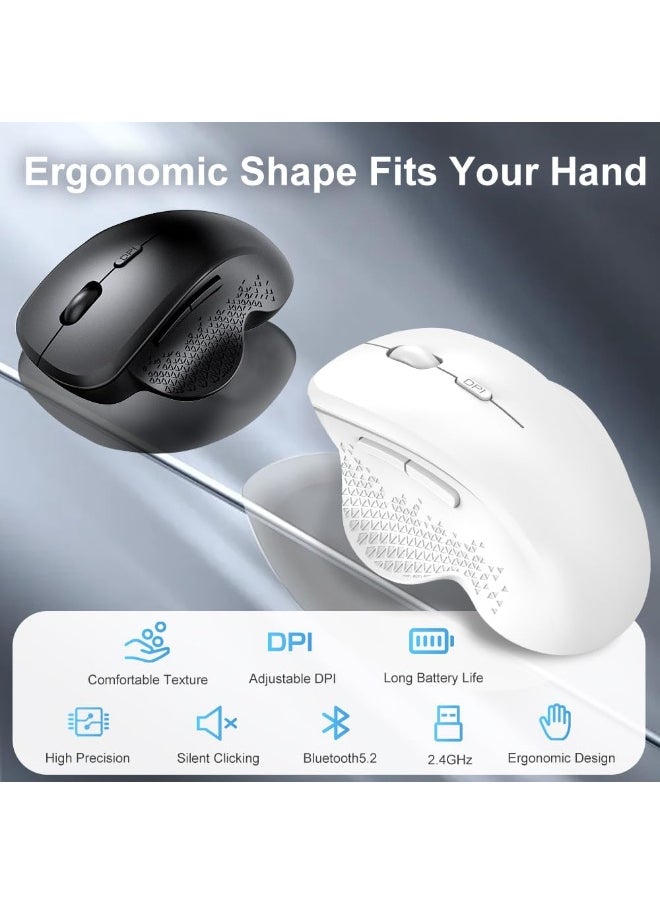 JERTECH - Elite W500 Dual-Mode Wireless Mouse (2.4GHz & Bluetooth) - 2400 DPI 1000 Hz Polling Rate - Silent Clicks - rechargeable USB C - Image 1