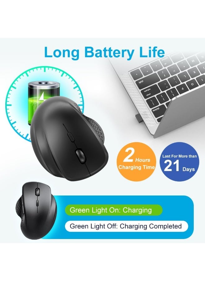 JERTECH - Elite W500 Dual-Mode Wireless Mouse (2.4GHz & Bluetooth) - 2400 DPI 1000 Hz Polling Rate - Silent Clicks - rechargeable USB C - Image 1