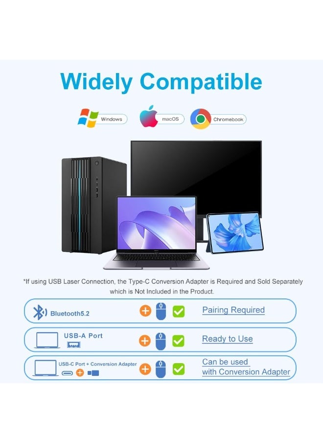 JERTECH - Elite W500 Dual-Mode Wireless Mouse (2.4GHz & Bluetooth) - 2400 DPI 1000 Hz Polling Rate - Silent Clicks - rechargeable USB C - Image 1