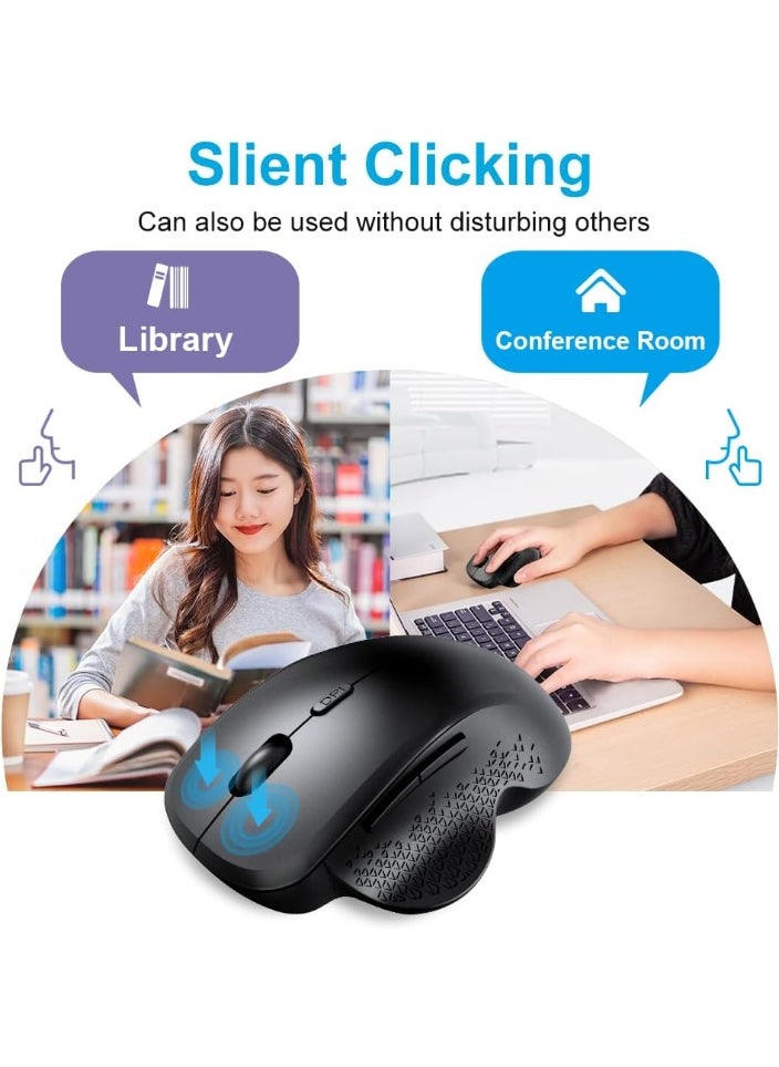 JERTECH - Elite W500 Dual-Mode Wireless Mouse (2.4GHz & Bluetooth) - 2400 DPI 1000 Hz Polling Rate - Silent Clicks - rechargeable USB C - Image 1