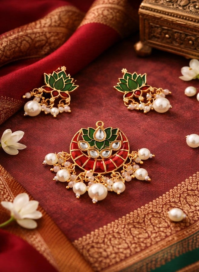 DORMITORRY Bridal Kundan Juda Hair Clip for Women, Lotus Pearl Indian Wedding Hair Pin, Gold Plated Ethnic Bun Holder Hair Accessory for Festive Party, Traditional Jewelry Gift for Girls - 3 Pcs. - Image 4