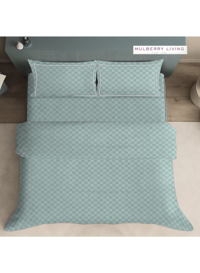 MULBERRY LIVING 100% Cotton -300 TC Urban Grid Duvet Cover set - 1 Duvet Cover (260 x 240 cms), 1 California King Fitted Bedsheet (200 x 200 x 30 cms) with 2 Pillow Covers (50 x 75 cms) - Silver grey - Image 4