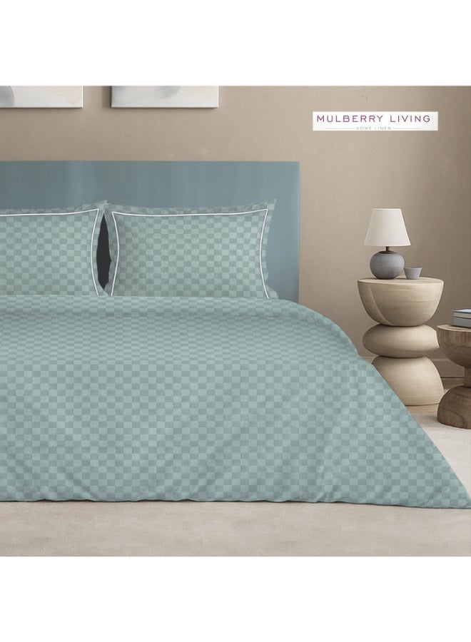 MULBERRY LIVING 100% Cotton -300 TC Urban Grid Duvet Cover set - 1 Duvet Cover (260 x 240 cms), 1 California King Fitted Bedsheet (200 x 200 x 30 cms) with 2 Pillow Covers (50 x 75 cms) - Silver grey - Image 3