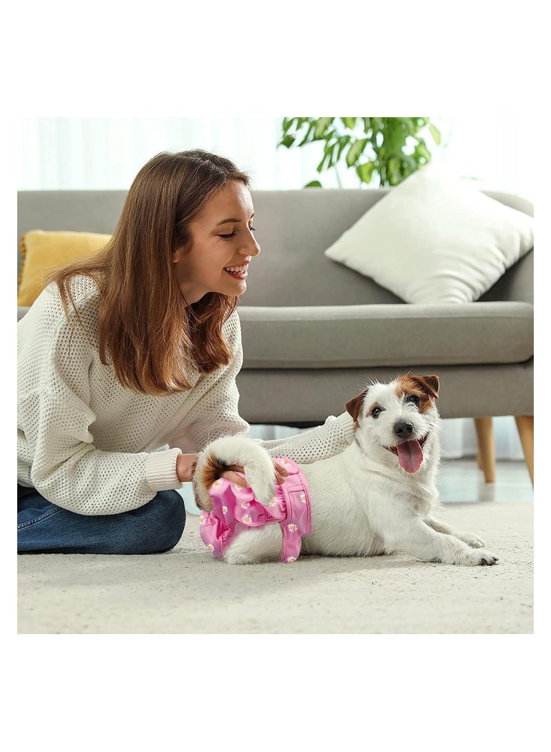 XiuWoo Adjustable Pet Dog Cat Nappies, Super Absorbent Washable Period Pants, Doggie Safety Physiological Skirt Design, 2 Pcs (M, Pink and Blue) - Image 4