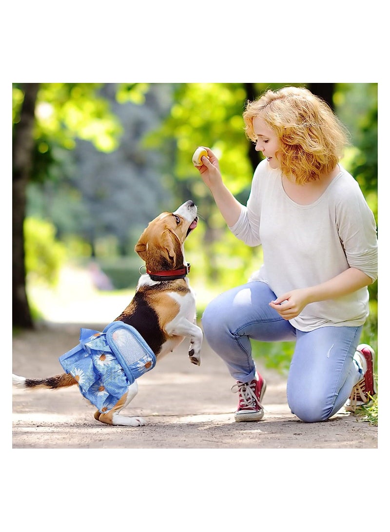 XiuWoo Adjustable Pet Dog Cat Nappies, Super Absorbent Washable Period Pants, Doggie Safety Physiological Skirt Design, 2 Pcs (M, Pink and Blue) - Image 2