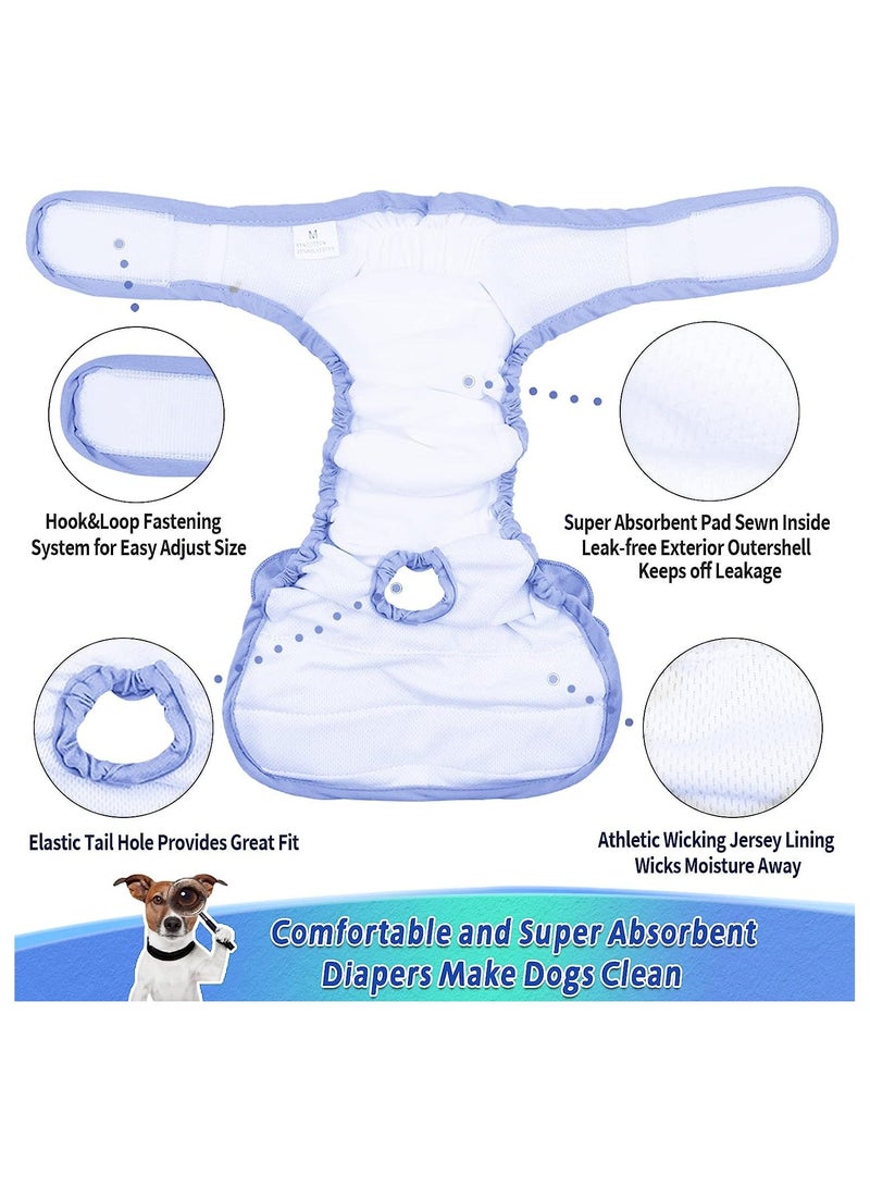 XiuWoo Adjustable Pet Dog Cat Nappies, Super Absorbent Washable Period Pants, Doggie Safety Physiological Skirt Design, 2 Pcs (M, Pink and Blue) - Image 3