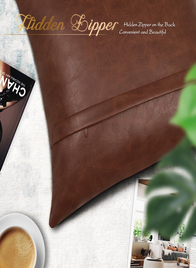 BRAWARM Leather Throw Pillow Cover 12 X 20 Inches - Dark Brown Faux Leather Lumbar Pillow Cover Case, Luxury Horse Embroidery Faux Leather Throw Pillow for Couch Sofa Bed Home Decorative - Image 5