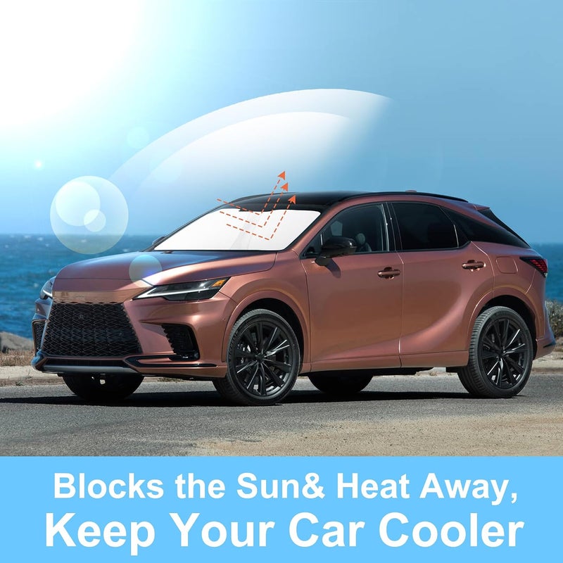 TINGLU Sun Shade for Lexus RX 2023 2024 2025 2026 Accessories Windshield Sun Shade Window Shade UV Rays Protection Sun Visor Cover with Steering Wheel Sunshade Storage Bag User tested optimized build - Image 5