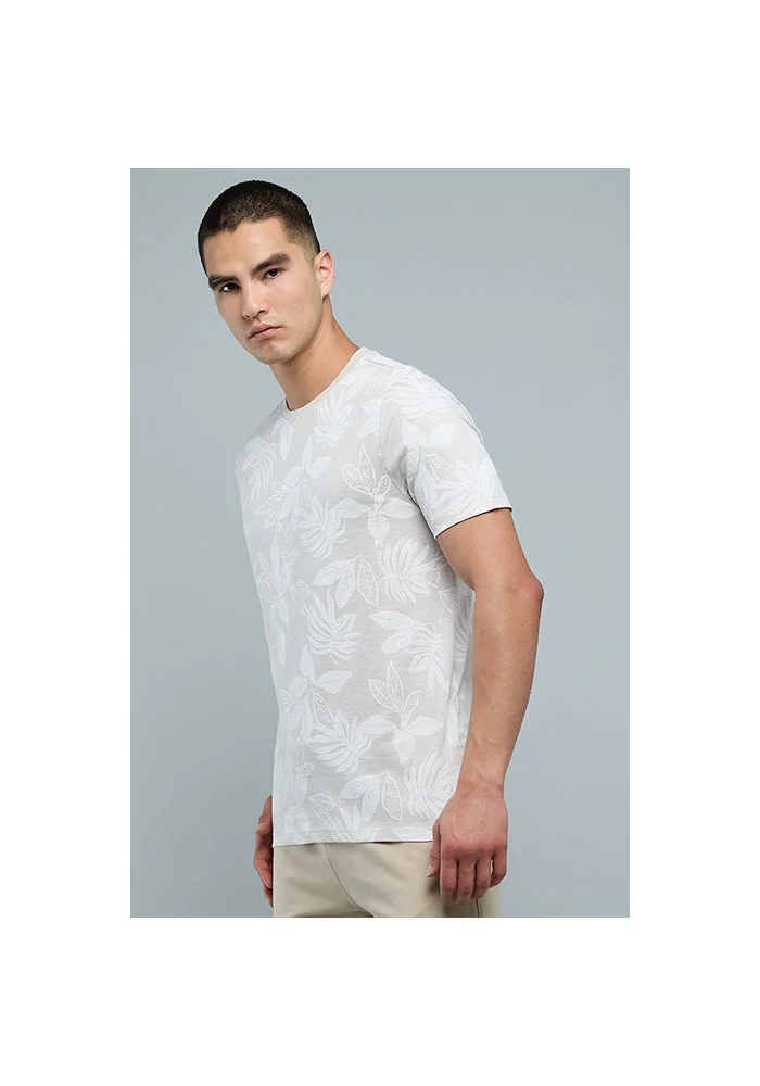 R&b Patterned T-Shirt with Crew Neck and Short Sleeves